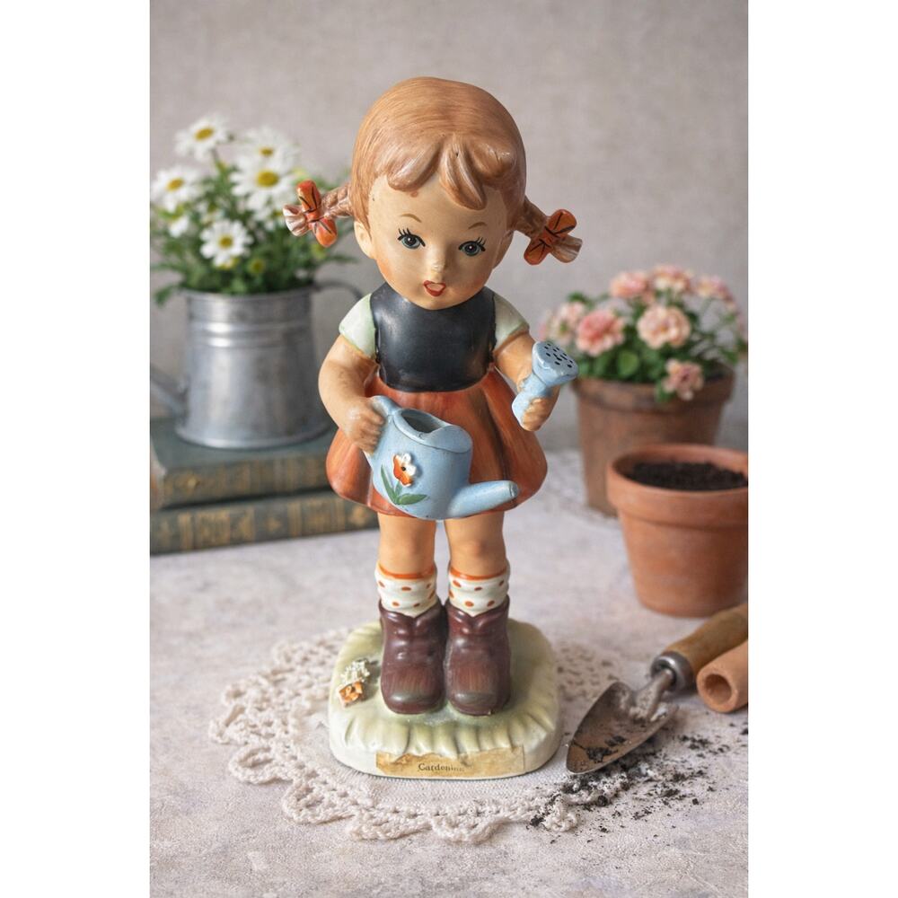 Erich Stauffer S8561 Girl Gardening Figurine Goebel Style Vintage